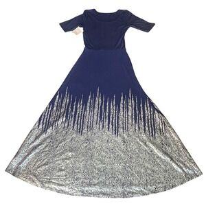 LuLaRoe Navy and Silver Midi Dress